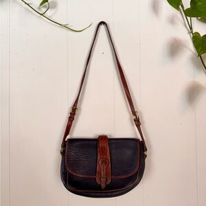 Vintage Dooney & Bourke Navy Leather Crossbody | USA Made Saddle Bag